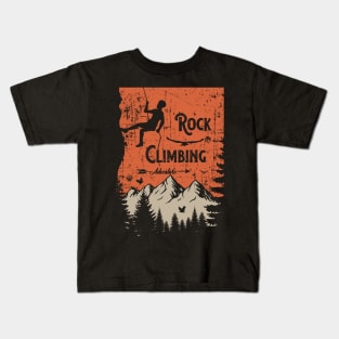 Rock climbing adventure distressed look Kids T-Shirt